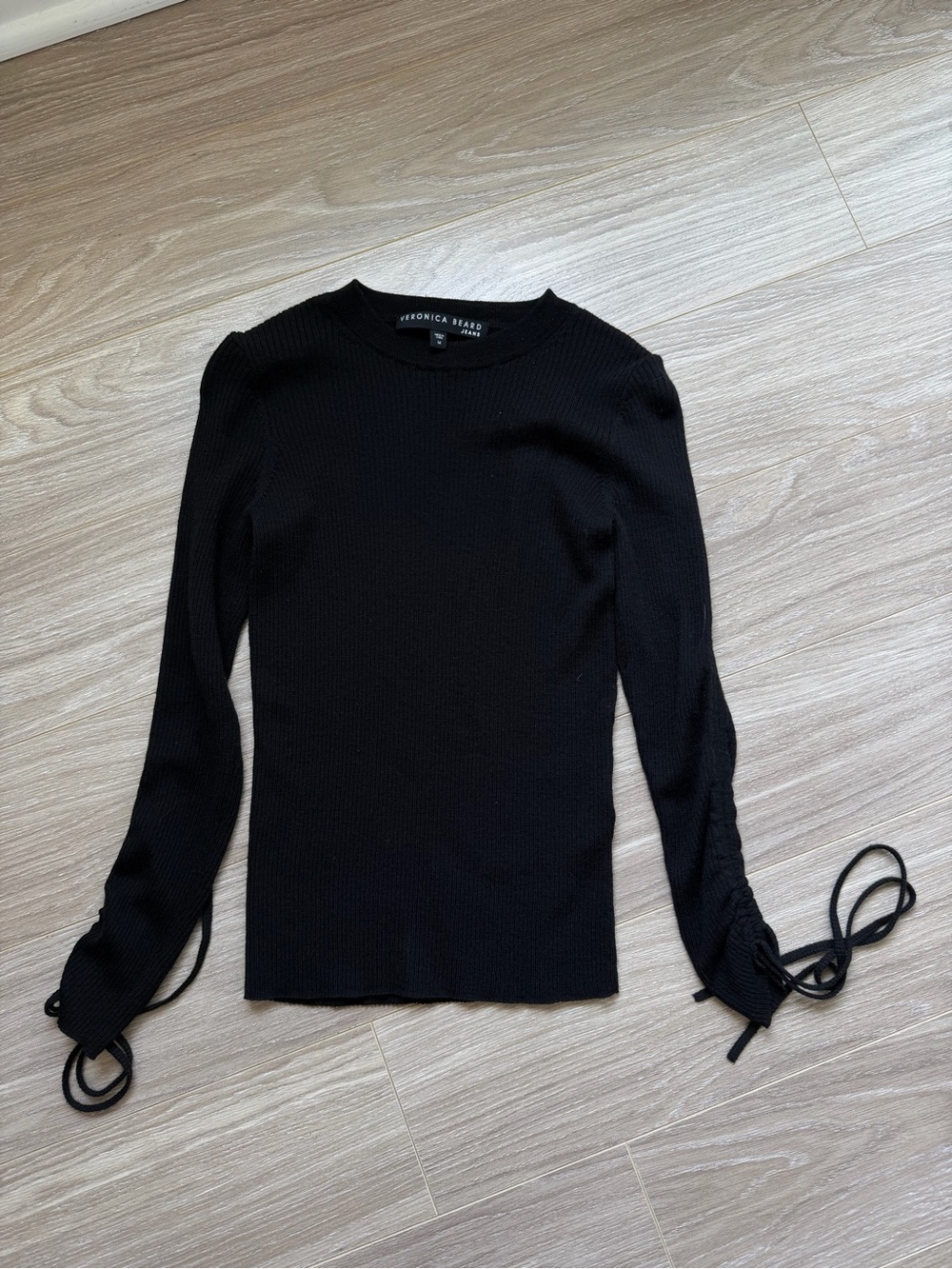 Veronica Beard Women’s Long Sleeve 100% Merino Wool Knit Top in Black Sz M EUC